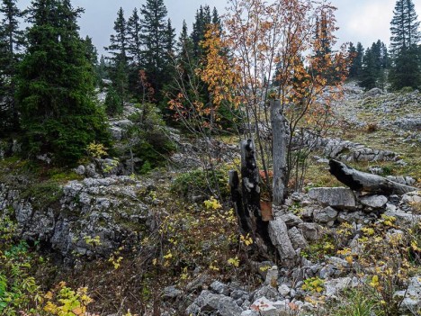 Purgatoire, doline 1683, rare vestige du refuge ASV